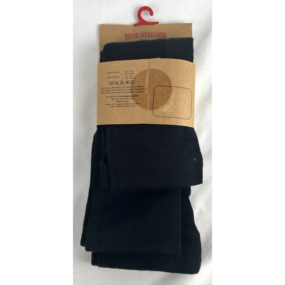 Vintage Y2K NOS True Religion Tights Black Size M/L Embroidered Horseshoe Logo